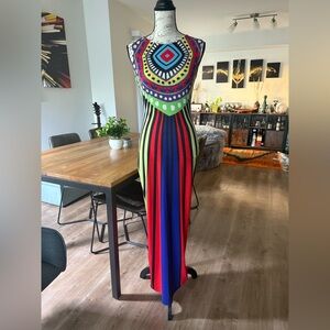 Mara Hoffman Multicolor Geometric Maxi Dress Sleeveless Crew neck Size Small